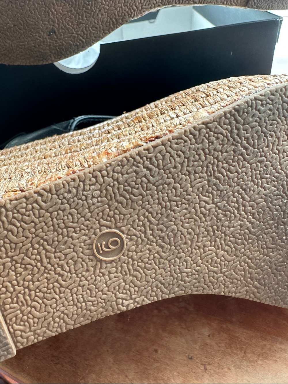 NIB Corkys Black Leather Slingback Wedge Sandals with Espadrille Platform - Picture 12 of 13